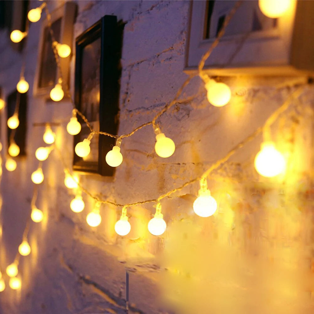 USB/Battery Power LED Ball Garland Lights Fairy String Outdoor Lamp