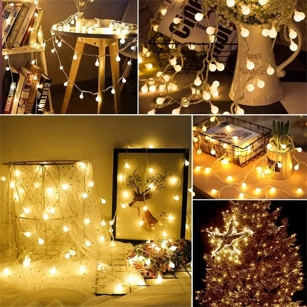 USB/Battery Power LED Ball Garland Lights Fairy String Outdoor Lamp