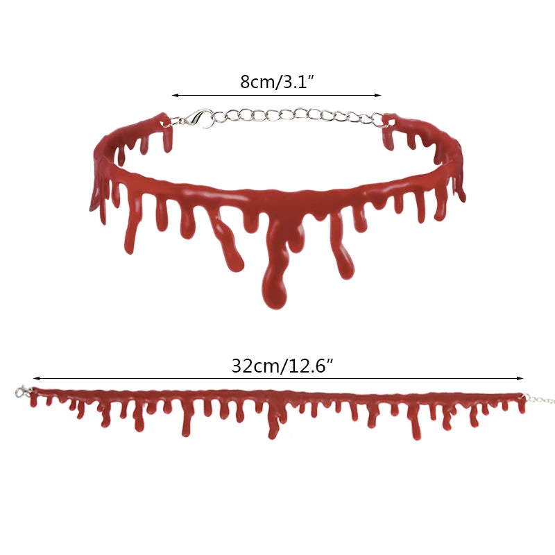 1pc Halloween Decoration Horror Blood Drip Necklace Fake Blood Vampire Fancy Joker Choker Costume Necklaces