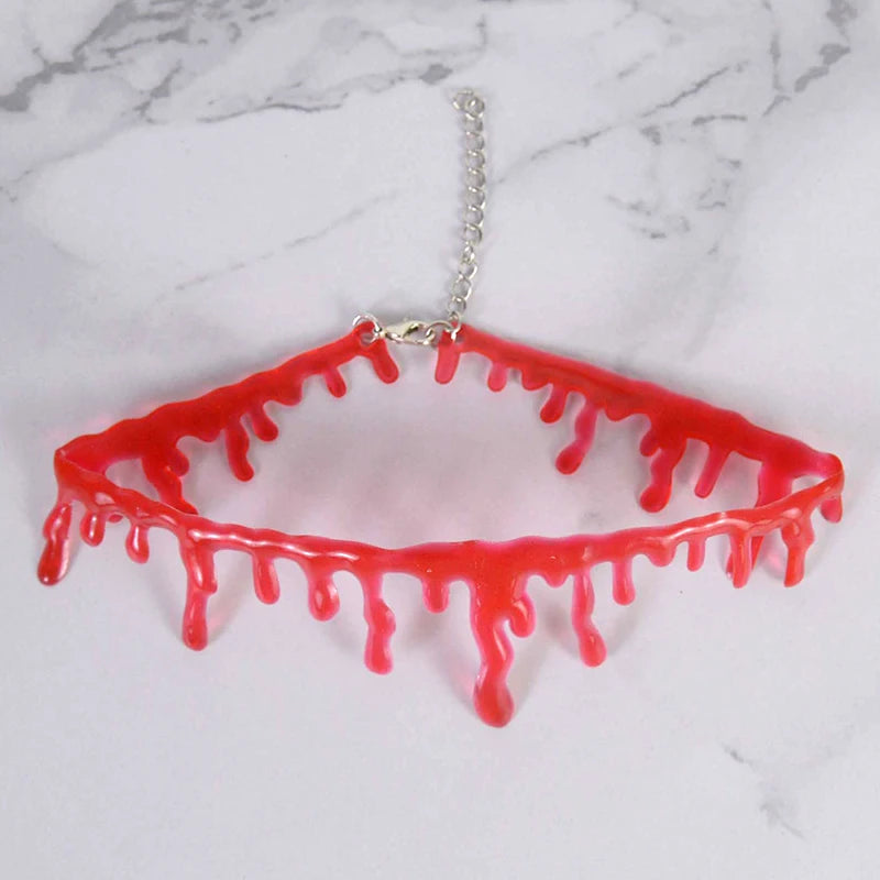 1pc Halloween Decoration Horror Blood Drip Necklace Fake Blood Vampire Fancy Joker Choker Costume Necklaces