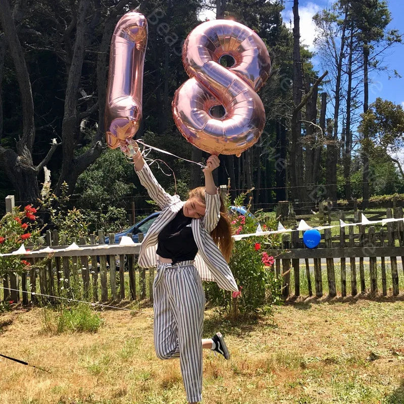 2pcs/lot Large Size 40" Happy 18 Birthday Foil number Balloons Pink Rose Gold