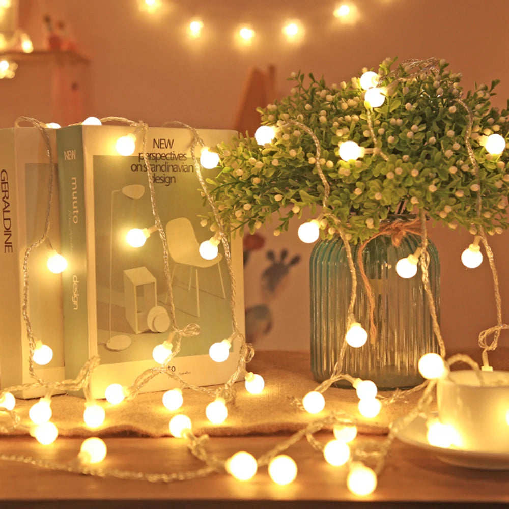 USB/Battery Power LED Ball Garland Lights Fairy String Outdoor Lamp