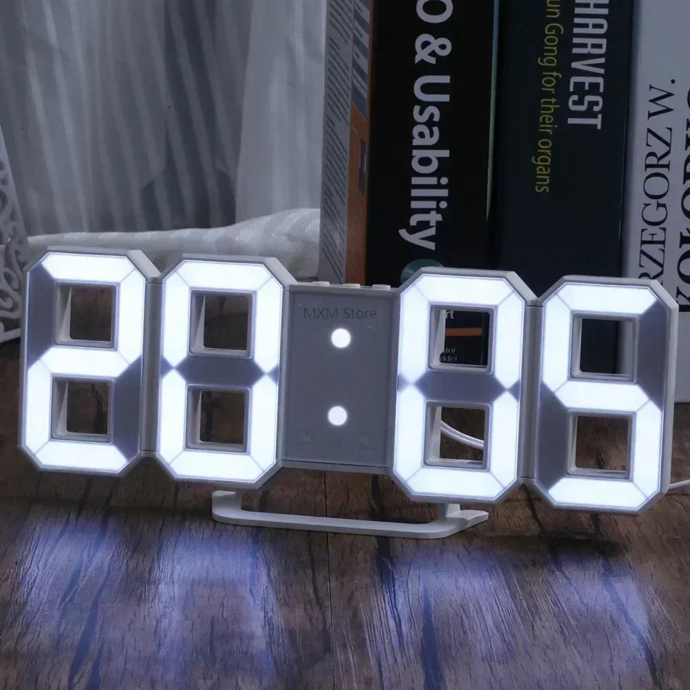 3D LED Digital Clock Wall Decoration Glow Night Mode Decoration for Bedroom
