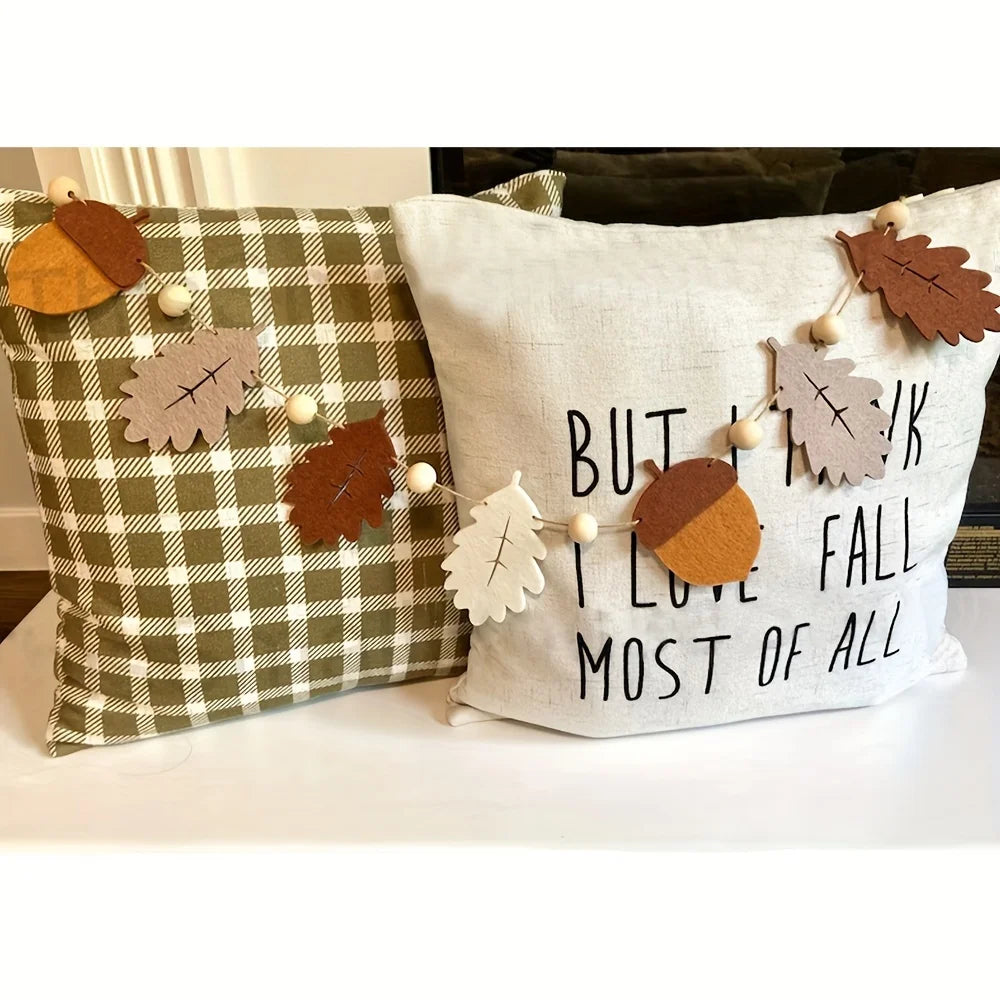 1pc Fall Garland Acorns and Oak Leaves, Neutral Autumn Banner