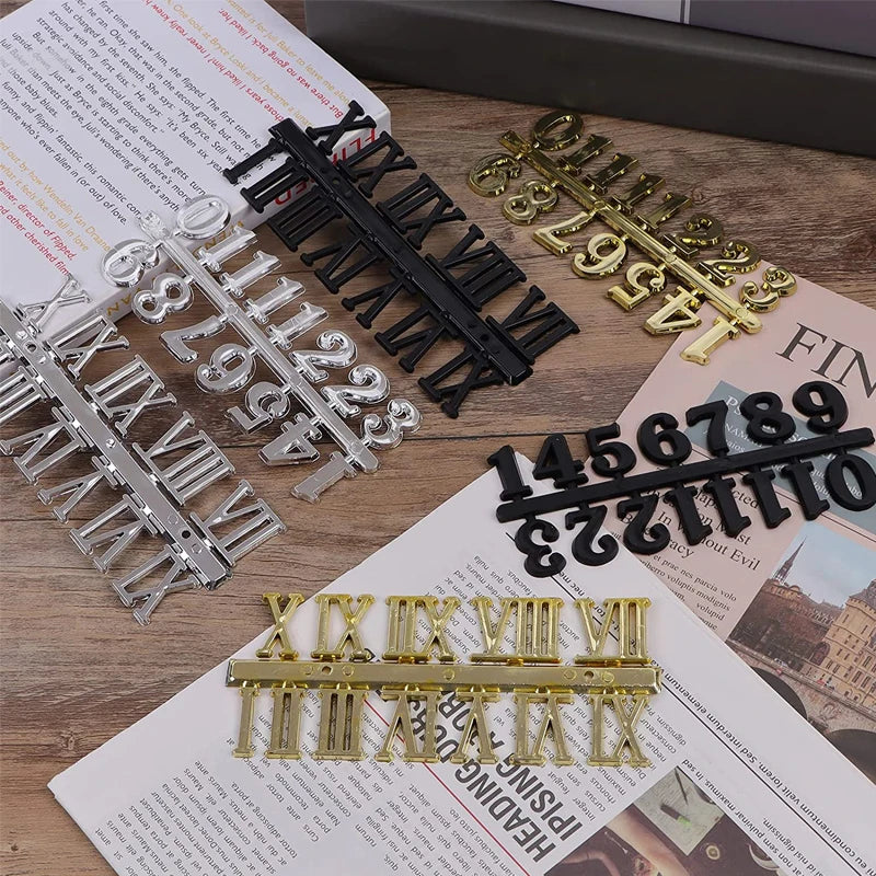 1Set DIY Arabic Numerals Roman Numerals Wall Digital Clocks Replacement Parts