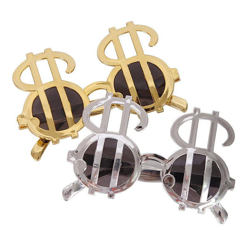 Gold Silver Dollar Sign Glasses Photobooth Birthday Decorations Birthday Party