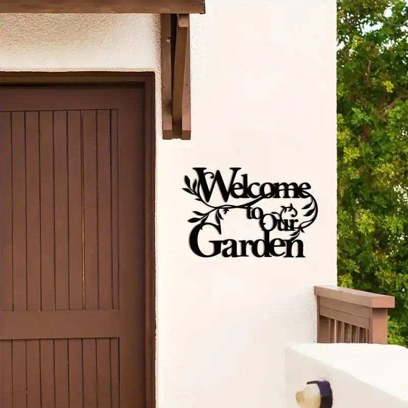 Welcome To Our Garden Sign, Metal Garden Sign Decorative Wall Hanging