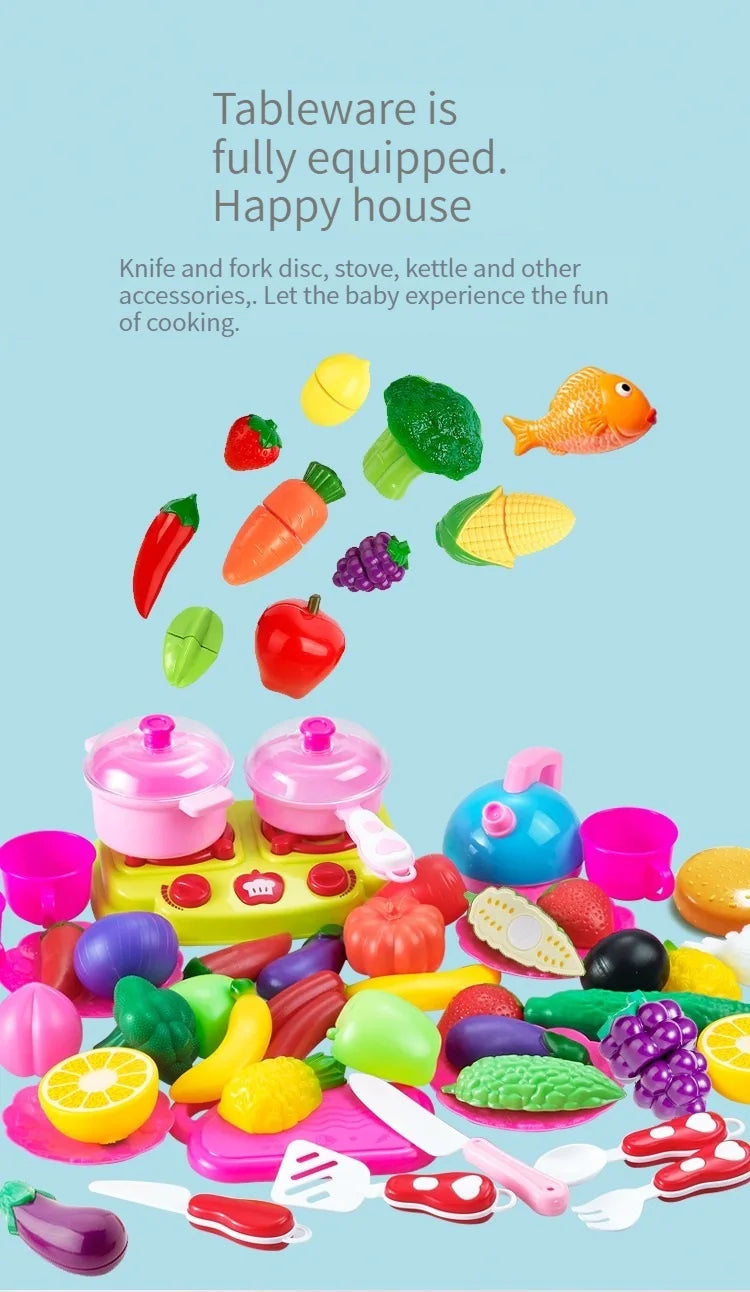 Children play house toys kitchen cut fruit and vegetable set, boys and girls play house can cut fruit