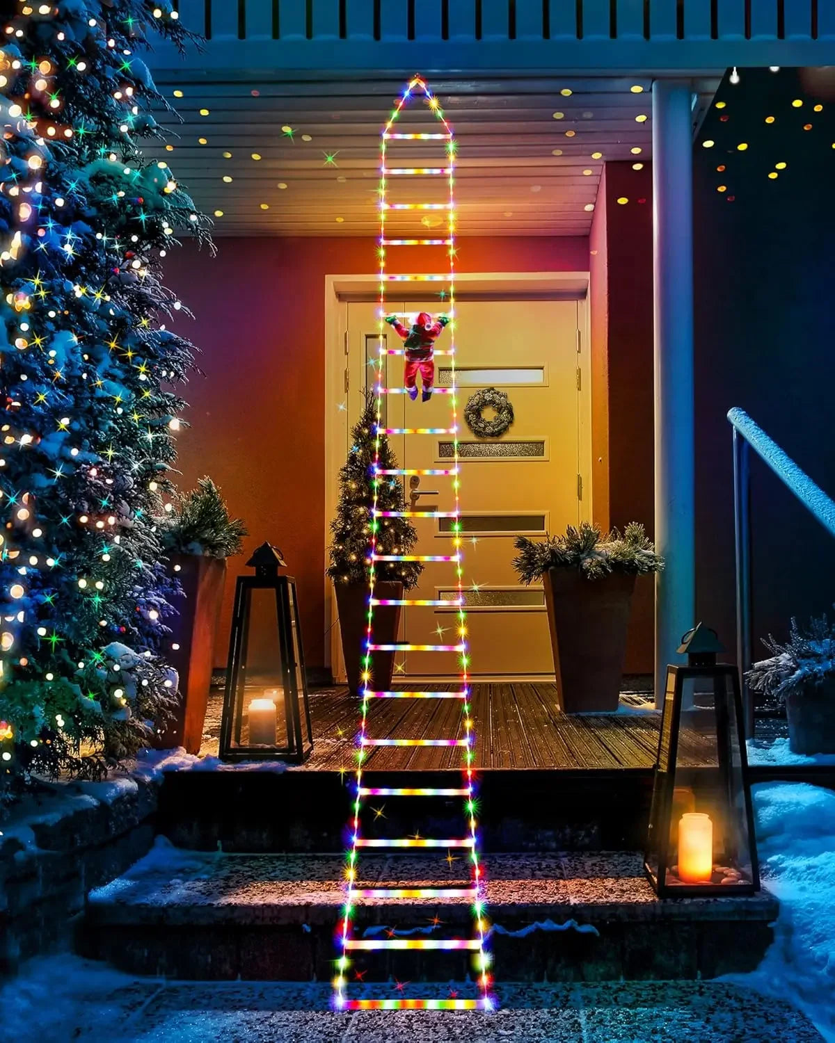 LED Christmas Lights Santa Claus Climbing Ladder Light Christmas Decorative for Indoor Outdoor Window Garden Xmas Tree Decor