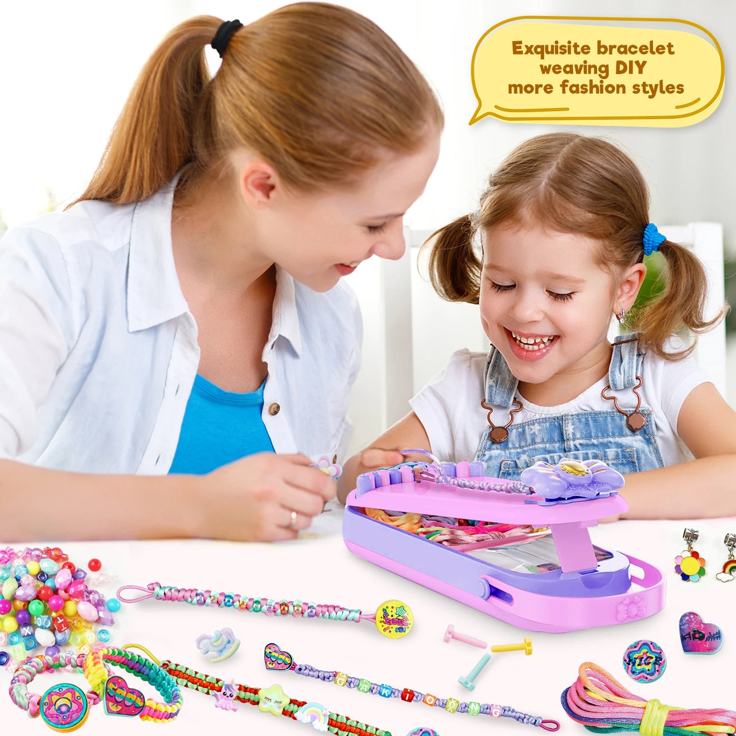 DIY Bracelet Making Kit for Girls - Children's Art And Craft Jewelry Rope Weaving Set Toy Suitable for Ages 6-12 Gift