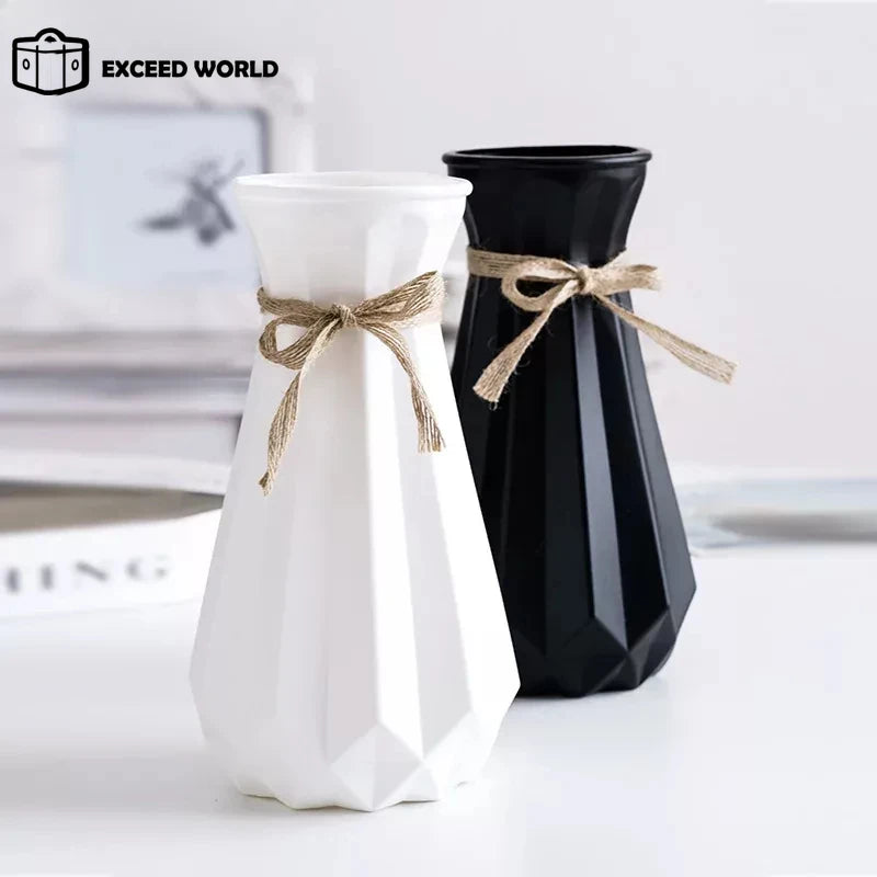 Modern Flower Vase White Plastic Vase Flower Pot Basket Nordic Home Living Room Decoration