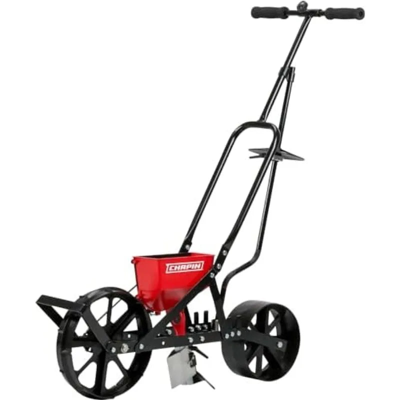 Chapin 8701B Garden Push Seeder Planter With 6 Seed Plates for up to 20 Varieties of Seeds, Zinc Plow Blade, Row Marker, Powder