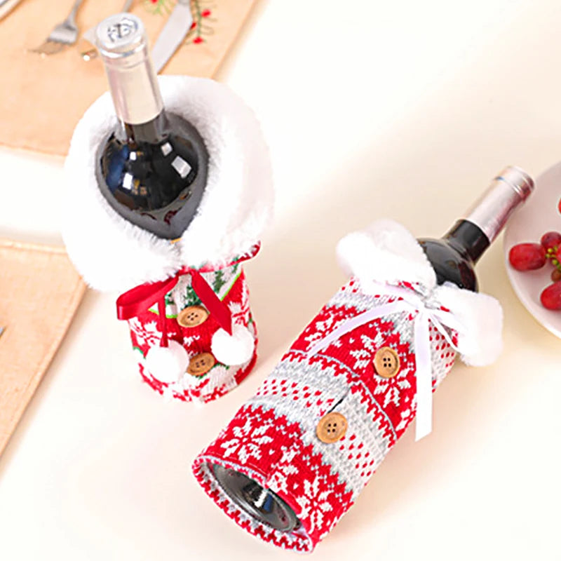 Christmas Wine Bottle Cover Knitted Plush