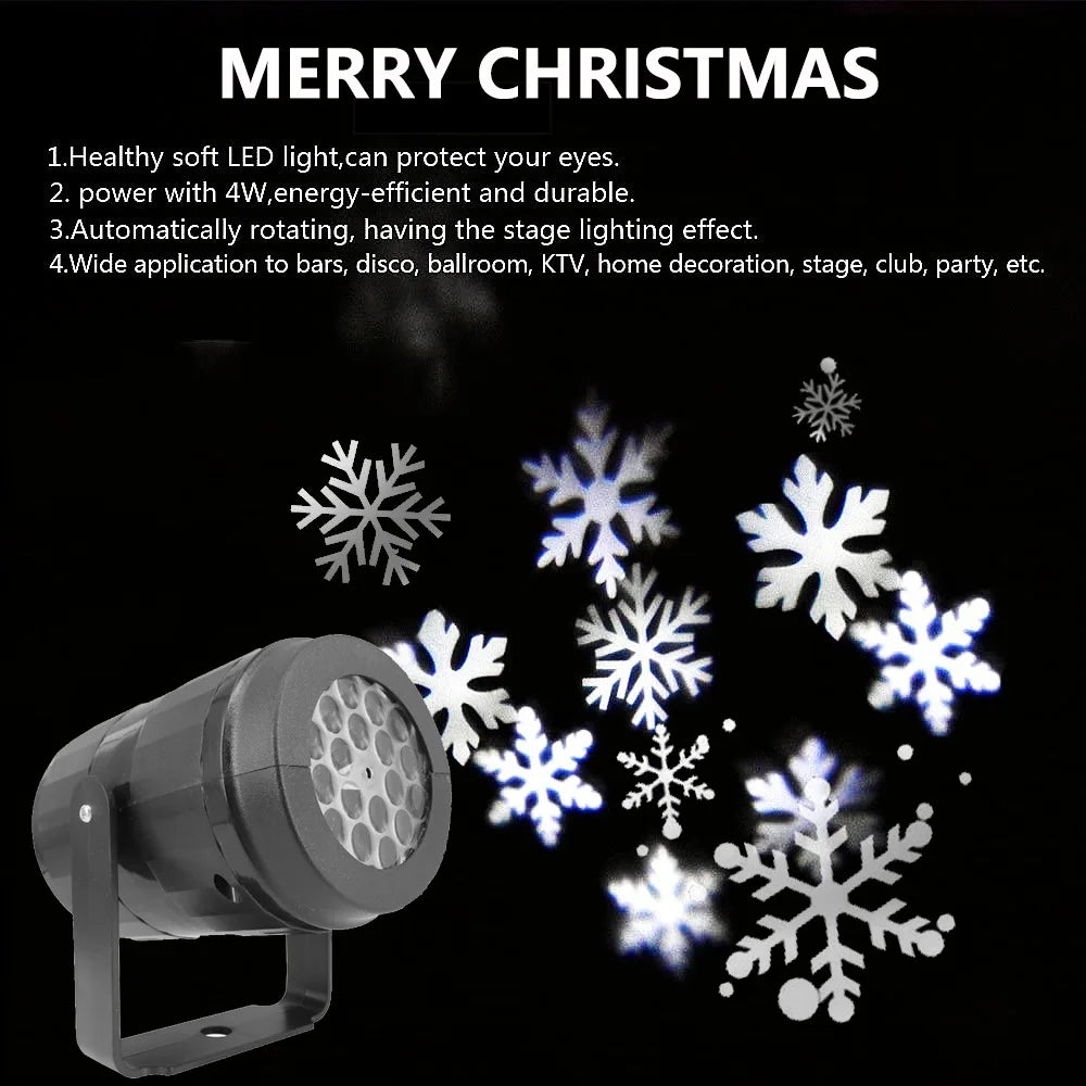 LED USB Snowflake Projector Holiday Lights