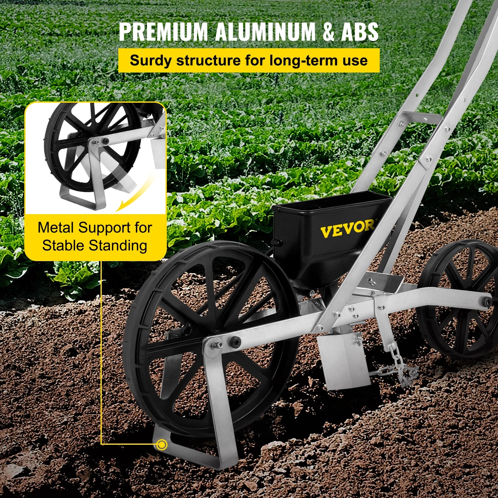 VEVOR Garden Seeder Walk-Behind Garden Push Seeder Manual Row Crop Planter Garden Lawn Spreader for Sowing Seed for Various Seed
