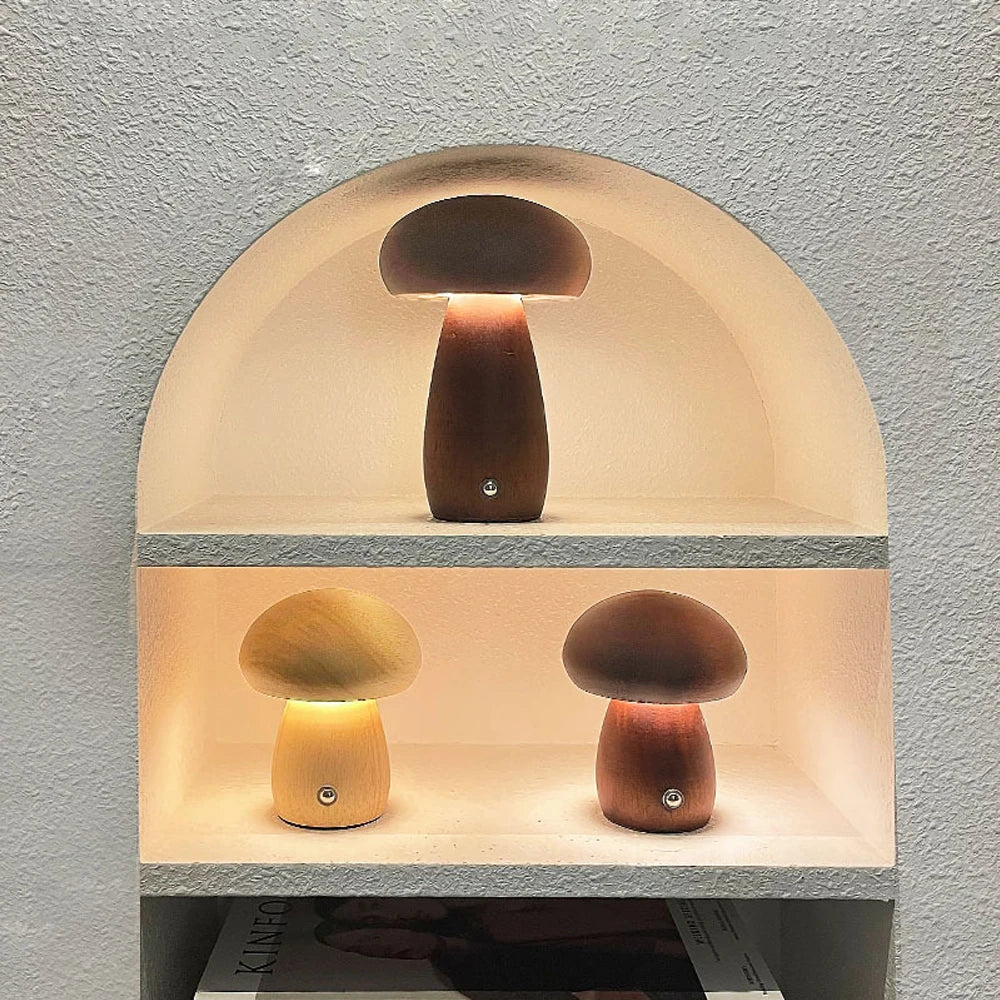 INS Wooden Creative Mushroom Night Light