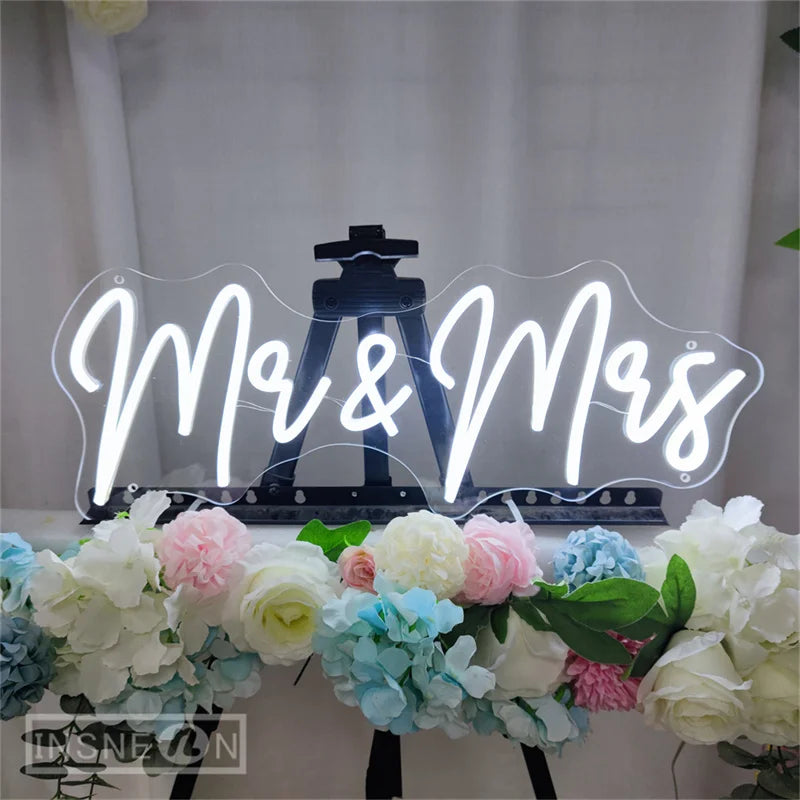 Mr & Mrs Neon LED Sign Custom Wedding Wall Neon Sign Room Bedroom Hanging Neon Light Art Decoration Gifts Neon Sign Personalised