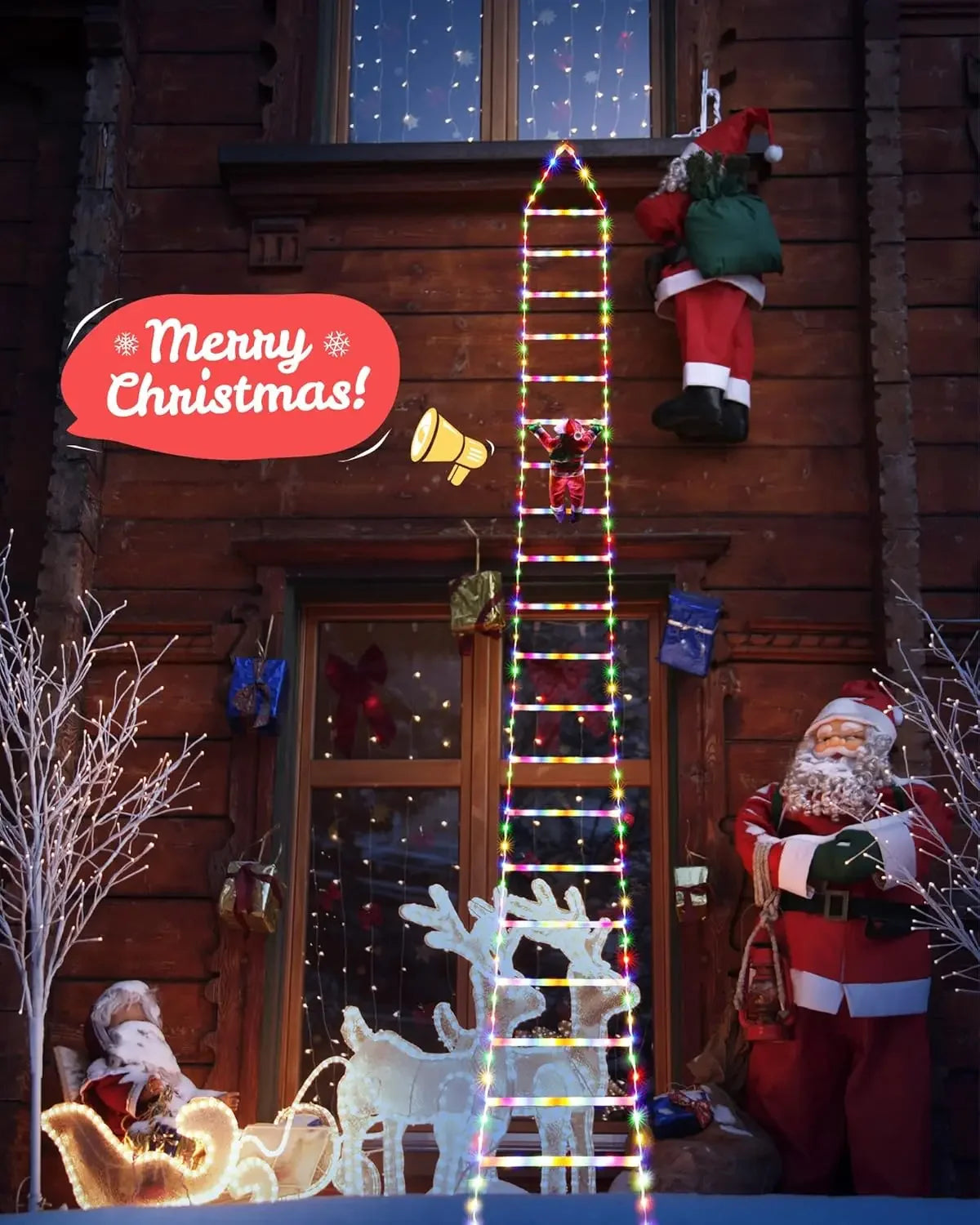 LED Christmas Lights Santa Claus Climbing Ladder Light Christmas Decorative for Indoor Outdoor Window Garden Xmas Tree Decor