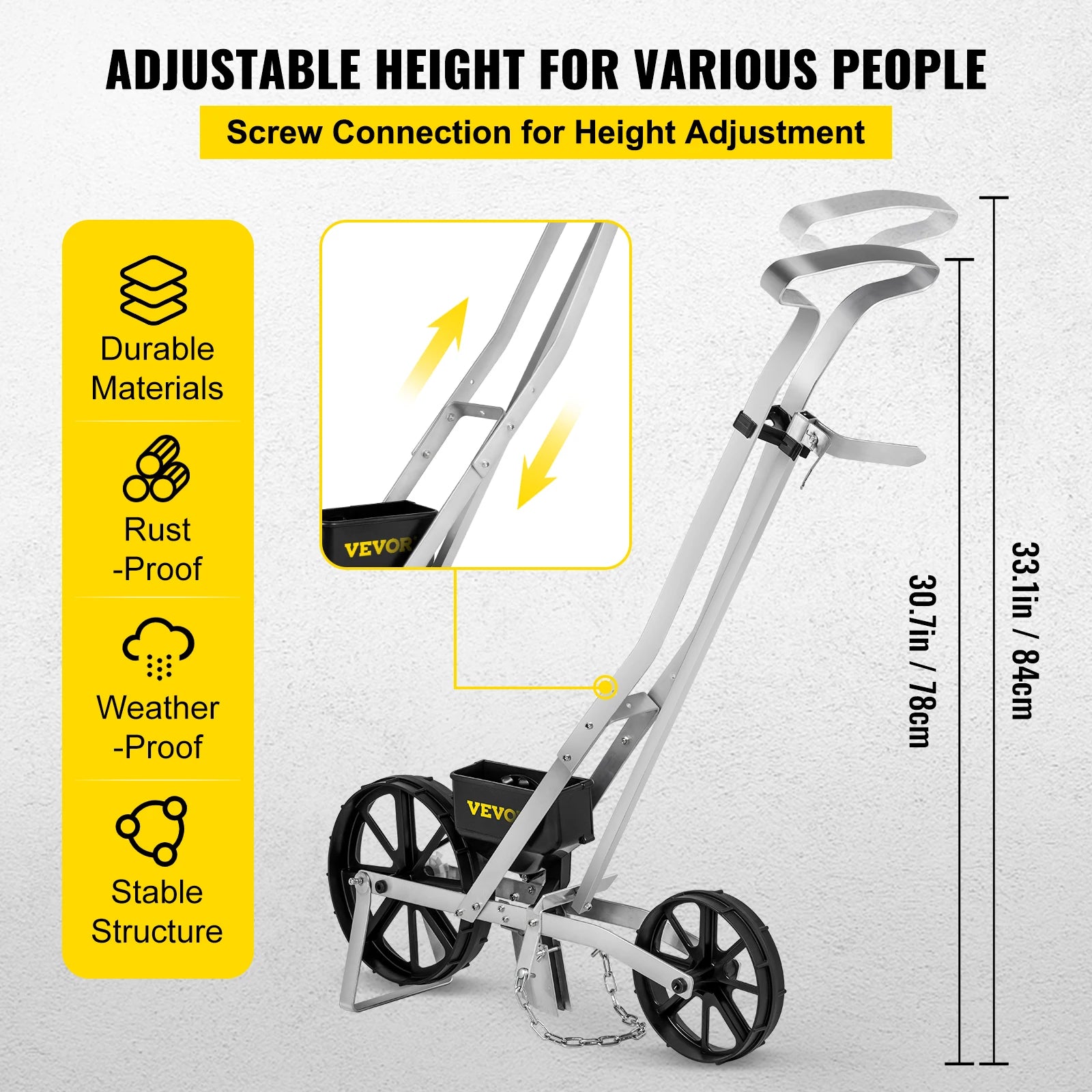 VEVOR Garden Seeder Walk-Behind Garden Push Seeder Manual Row Crop Planter Garden Lawn Spreader for Sowing Seed for Various Seed