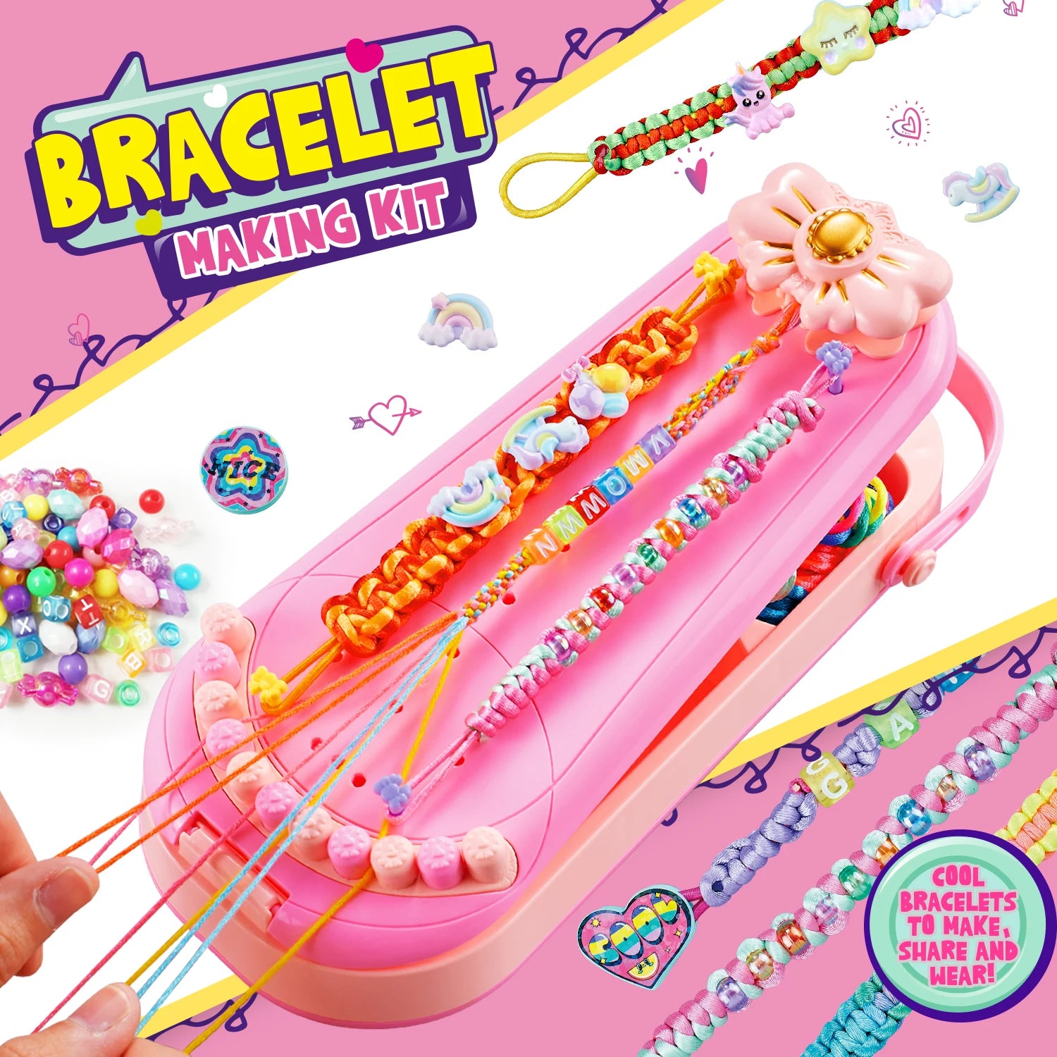 DIY Bracelet Making Kit for Girls - Children's Art And Craft Jewelry Rope Weaving Set Toy Suitable for Ages 6-12 Gift