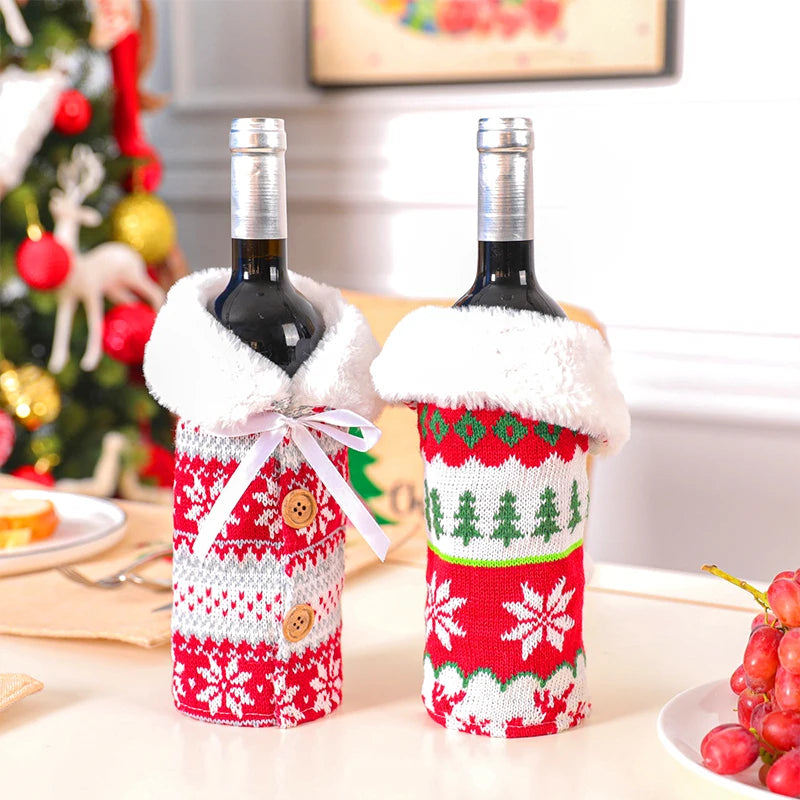 Christmas Wine Bottle Cover Knitted Plush