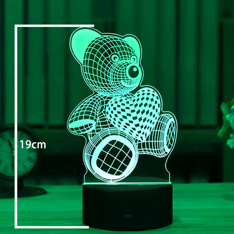 1pc Love Bear 3D Night Light, Girlfriend Gift Light, Colorful Bedroom Decoration Atmosphere Light