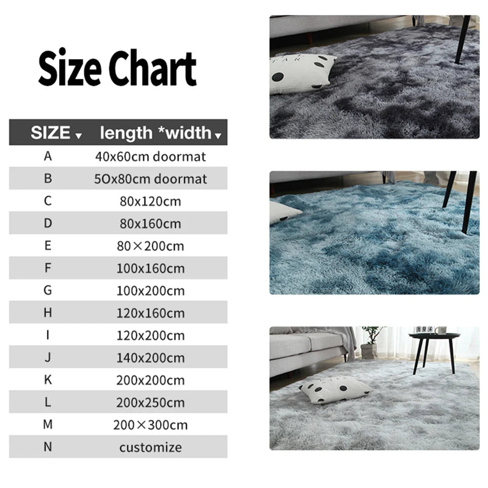 Gray Carpet for Living Room Plush Rug Bed Room Floor Fluffy Mats Anti-slip