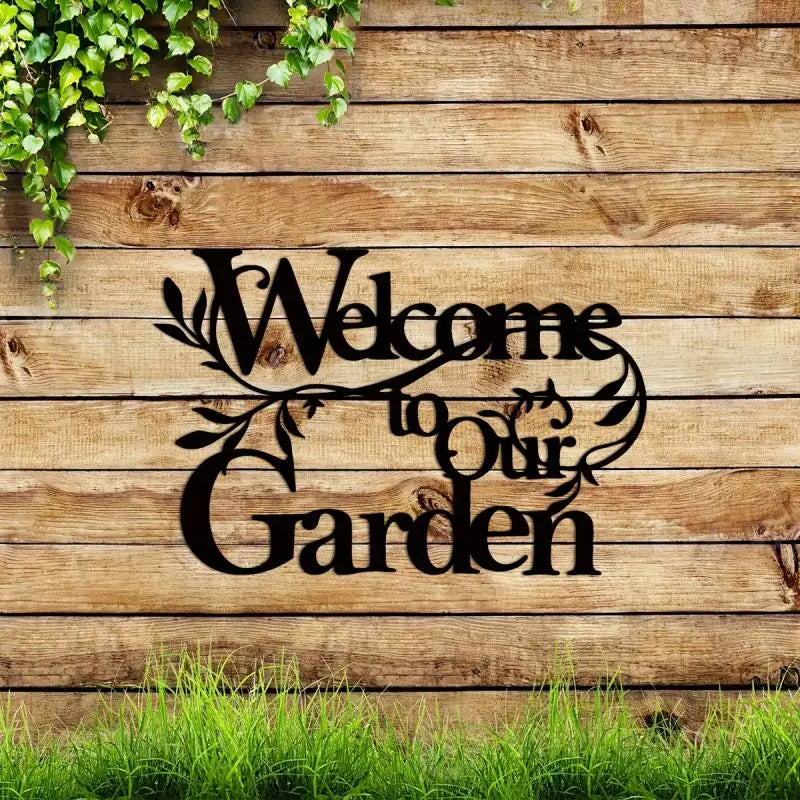 Welcome To Our Garden Sign, Metal Garden Sign Decorative Wall Hanging