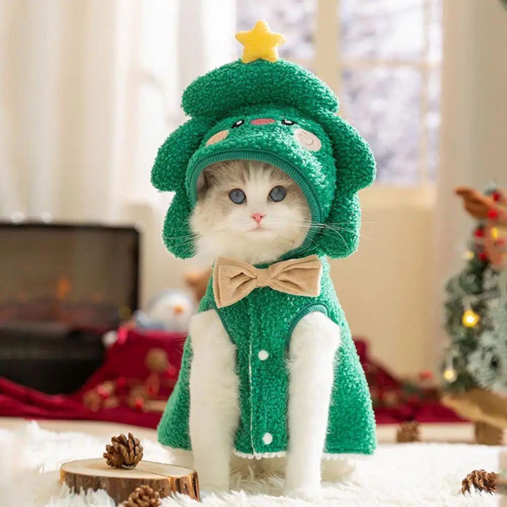 Christmas Cat Cape Warm Pet Hooded Costume