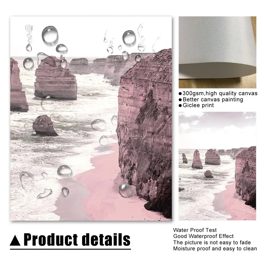 Beach Rock Bike Starfish Rose Flower Landscape Wall Art Canvas Painting