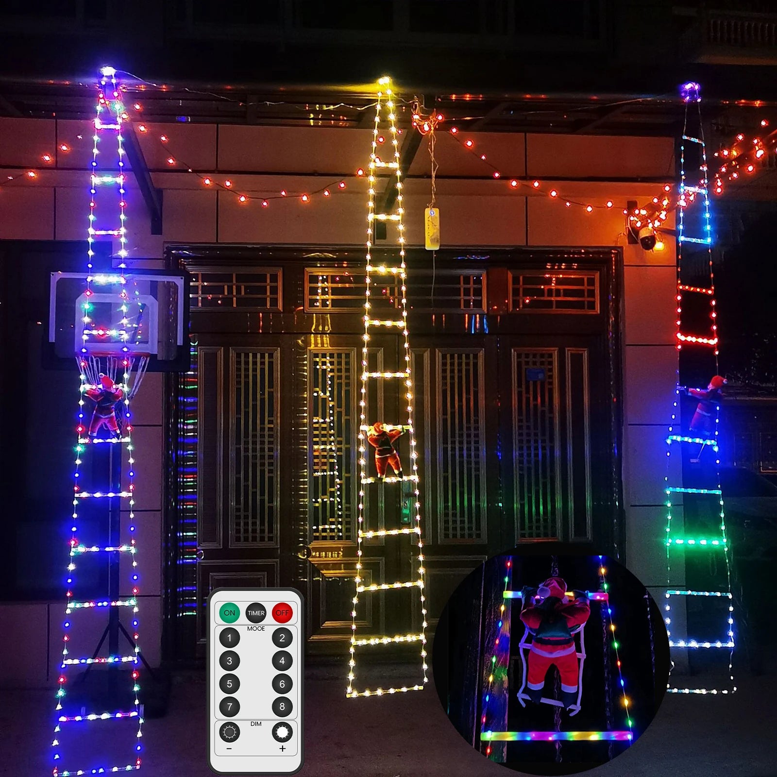 LED Christmas Ladder Light with Santa Christmas Climbing