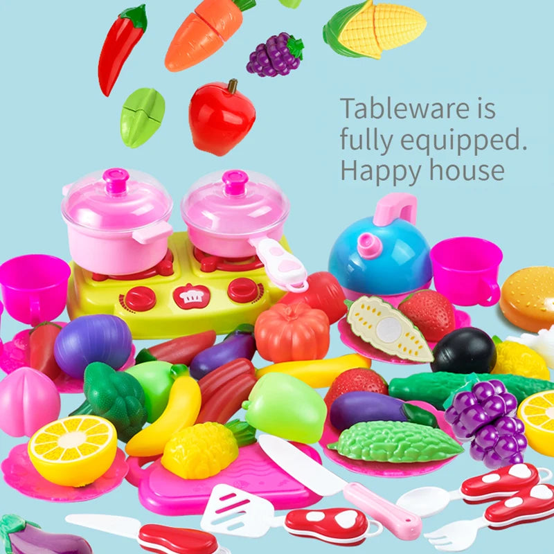 Children play house toys kitchen cut fruit and vegetable set, boys and girls play house can cut fruit