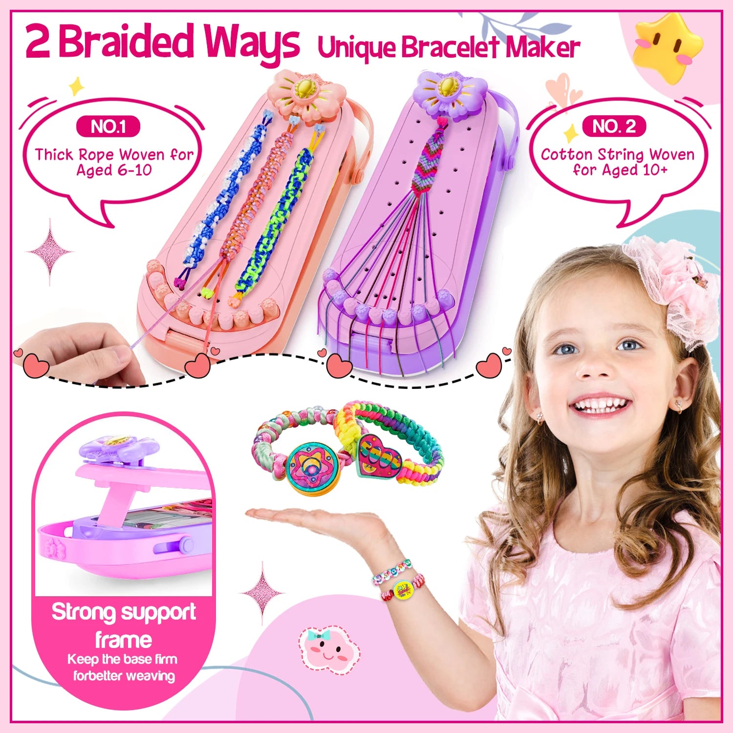 DIY Bracelet Making Kit for Girls - Children's Art And Craft Jewelry Rope Weaving Set Toy Suitable for Ages 6-12 Gift