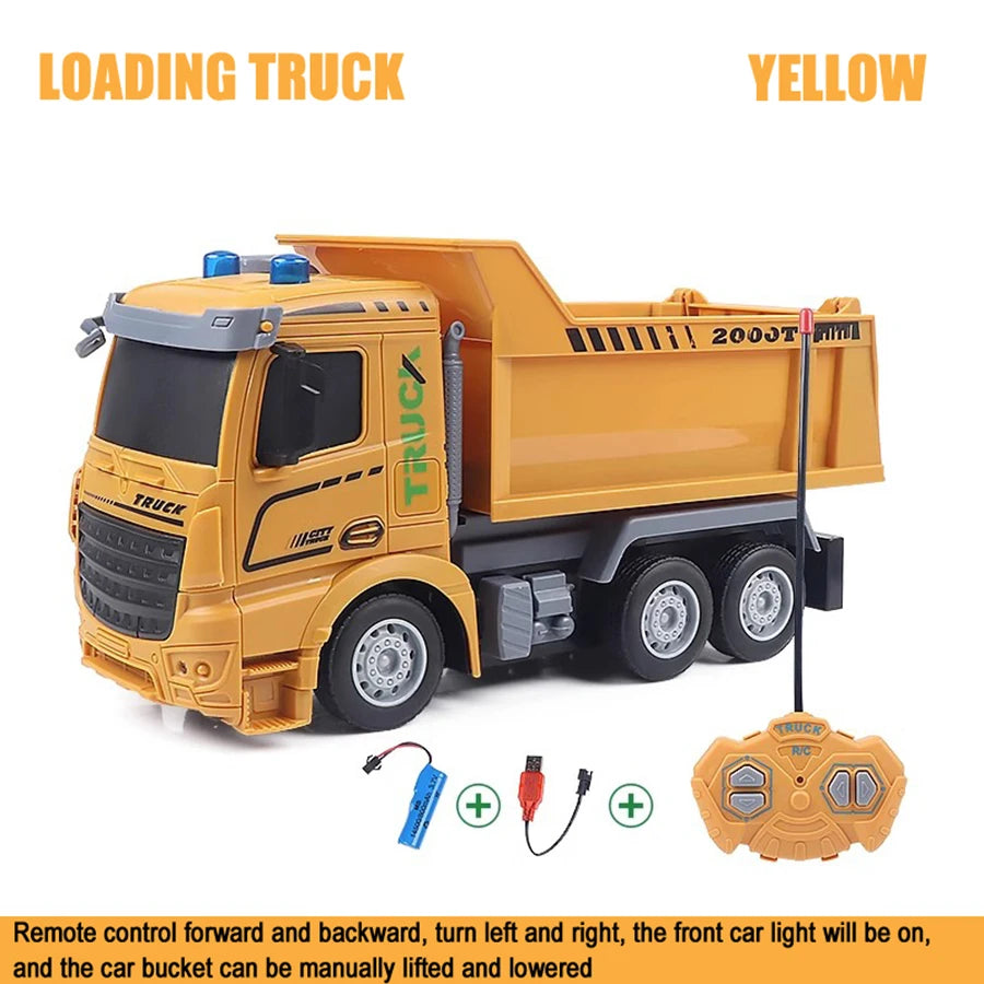 6-channel remote control engineering vehicle 2.4G rechargeable dump RC truck toy with light/sound effects, children's gift