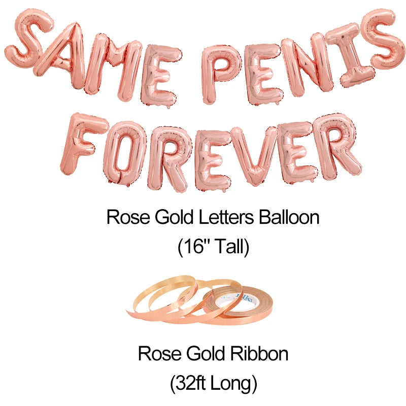 16pcs Same Penis Forever Foil Letter Balloons Bachelorette Hen Party Accessories