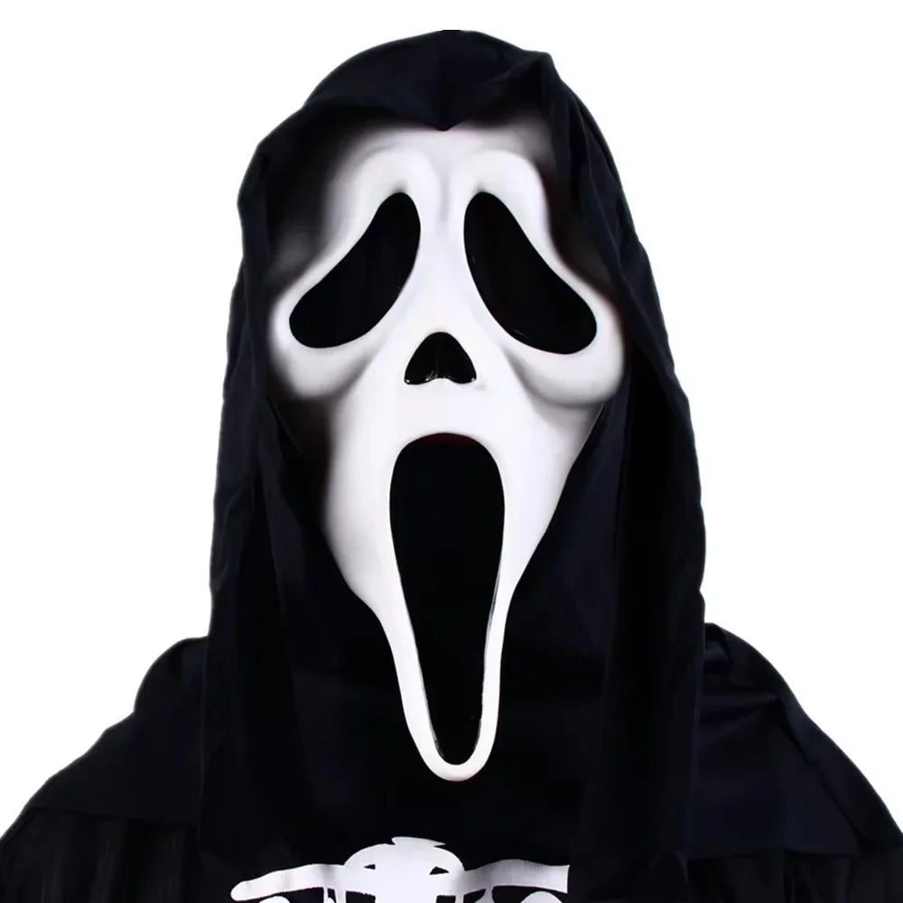 Ghost Face Scream Movie Horror Mask Halloween Killer Scary Headgear Mask Cosplay Adult Costume Accessories Props Suit