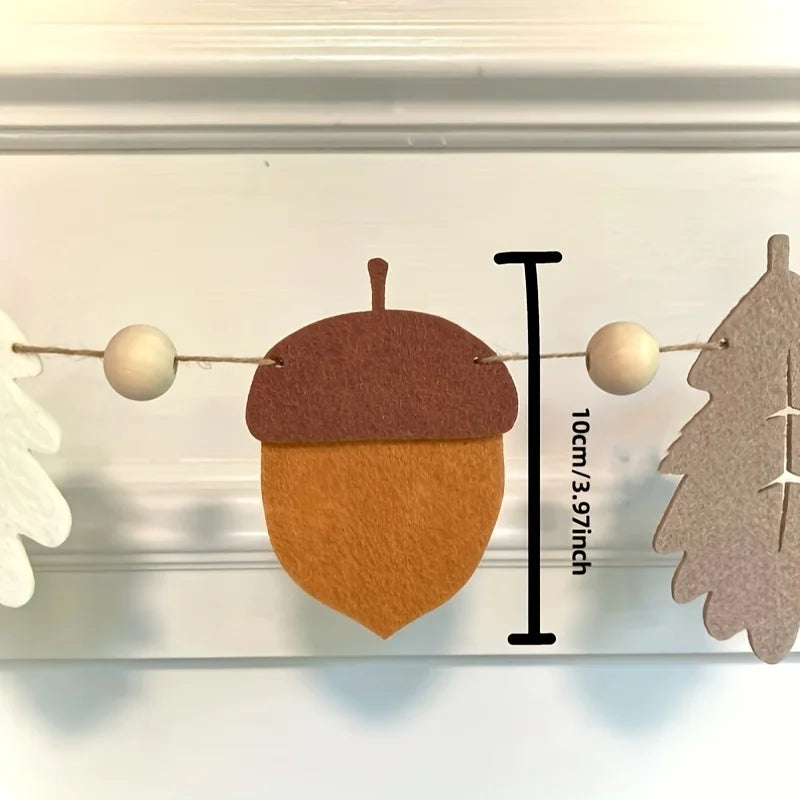 1pc Fall Garland Acorns and Oak Leaves, Neutral Autumn Banner