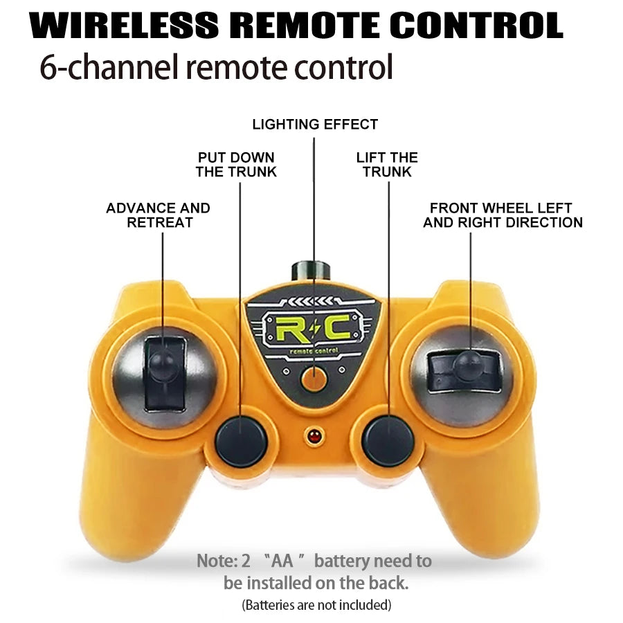 6-channel remote control engineering vehicle 2.4G rechargeable dump RC truck toy with light/sound effects, children's gift