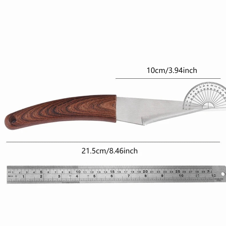 Wooden handle grafting knife with leather shell, suitable for garden grafting/unpacking, etc. Solid wood handle garden hand tool