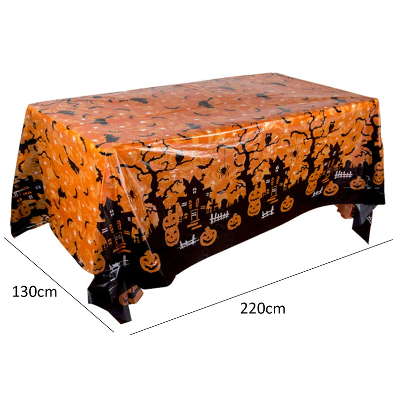 Halloween Decoration Tablecloth Pumpkin Spider Web Bat Plastic Table