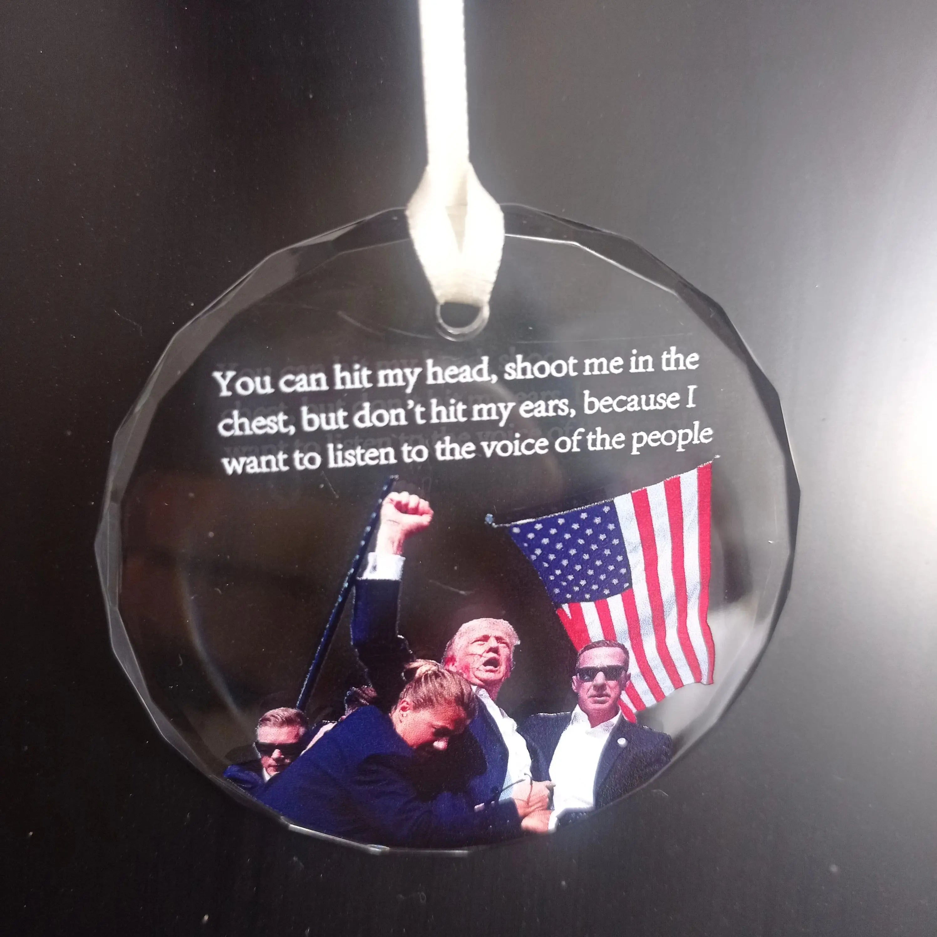 Trump Pendant, Fighting for Justice, Acrylic Car Pendant, Christmas Tree Ornaments