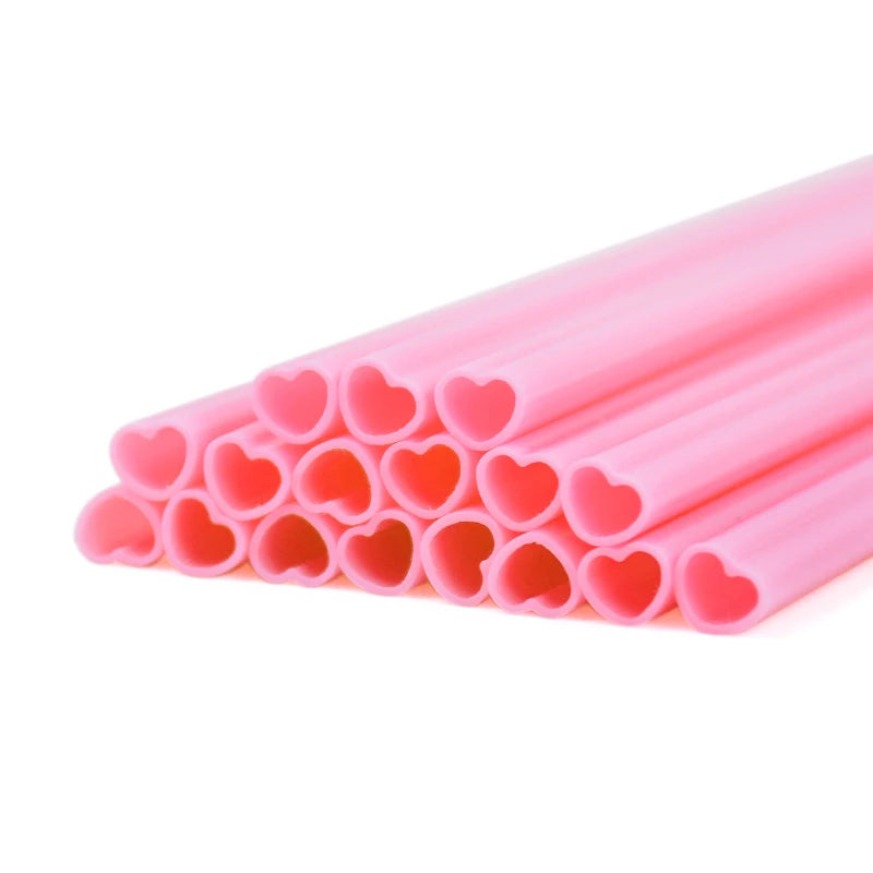 10/20pcs Pink Heart Disposable Drinking Straws Bridal Shower Wedding Birthday