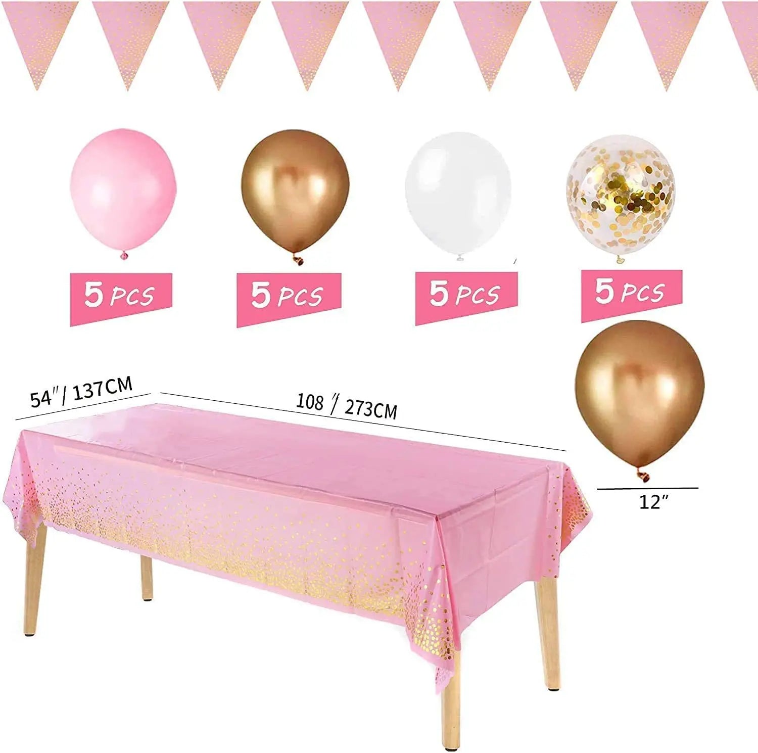 Pink Birthday Disposable Tablewares Happy Birthday Decorations Pink Paper Plates Plastic Tablecover