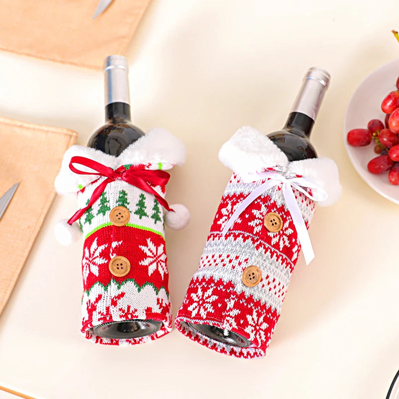 Christmas Wine Bottle Cover Knitted Plush