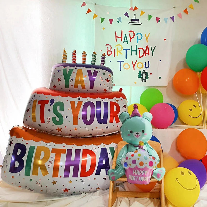 Large Birthday Three Layer Cake Candle Cake Shaped Happy Birthday Party