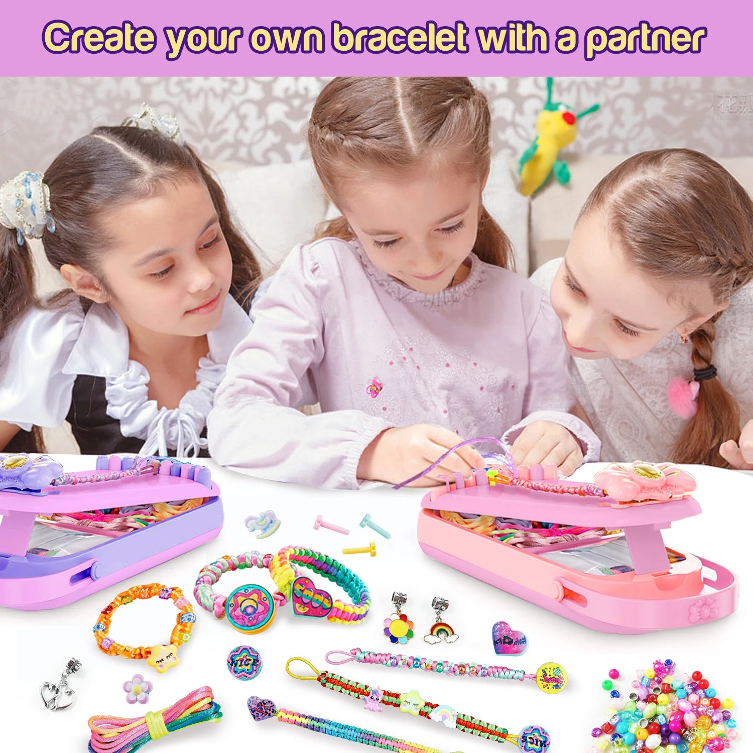 DIY Bracelet Making Kit for Girls - Children's Art And Craft Jewelry Rope Weaving Set Toy Suitable for Ages 6-12 Gift