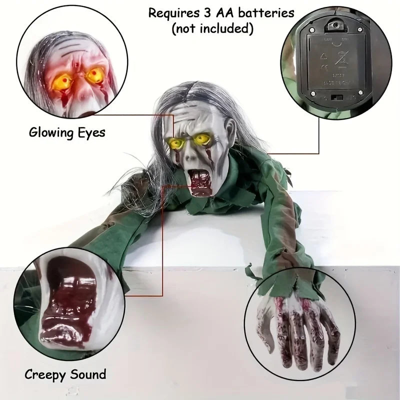 Halloween Decor Crawling Ghost Electric Scary Crawling Spirit Horror Voice Control Bloody Ghost Zombie Props Haunted House Yard