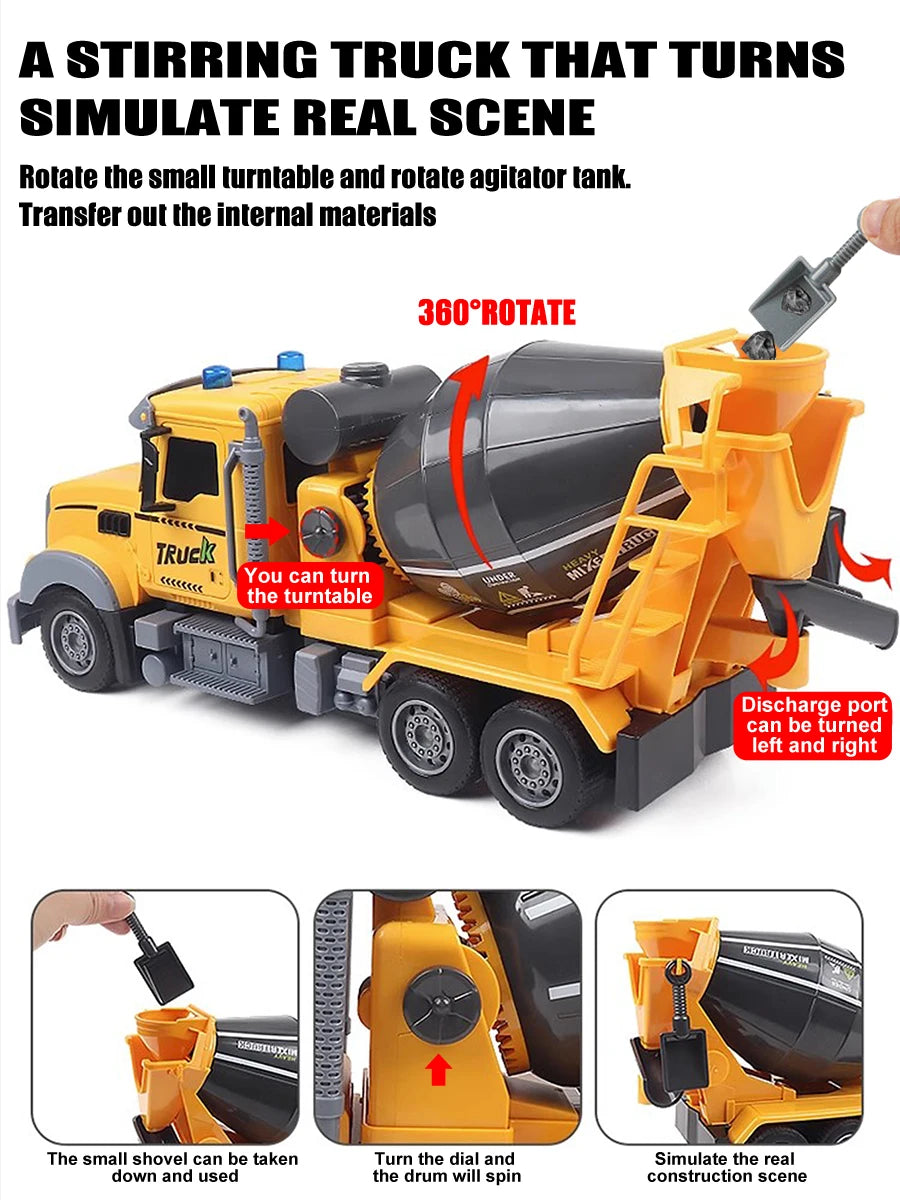 6-channel remote control engineering vehicle 2.4G rechargeable dump RC truck toy with light/sound effects, children's gift