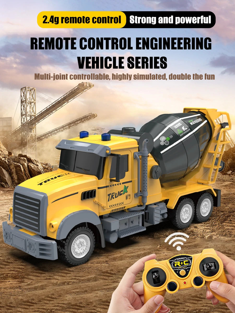 6-channel remote control engineering vehicle 2.4G rechargeable dump RC truck toy with light/sound effects, children's gift
