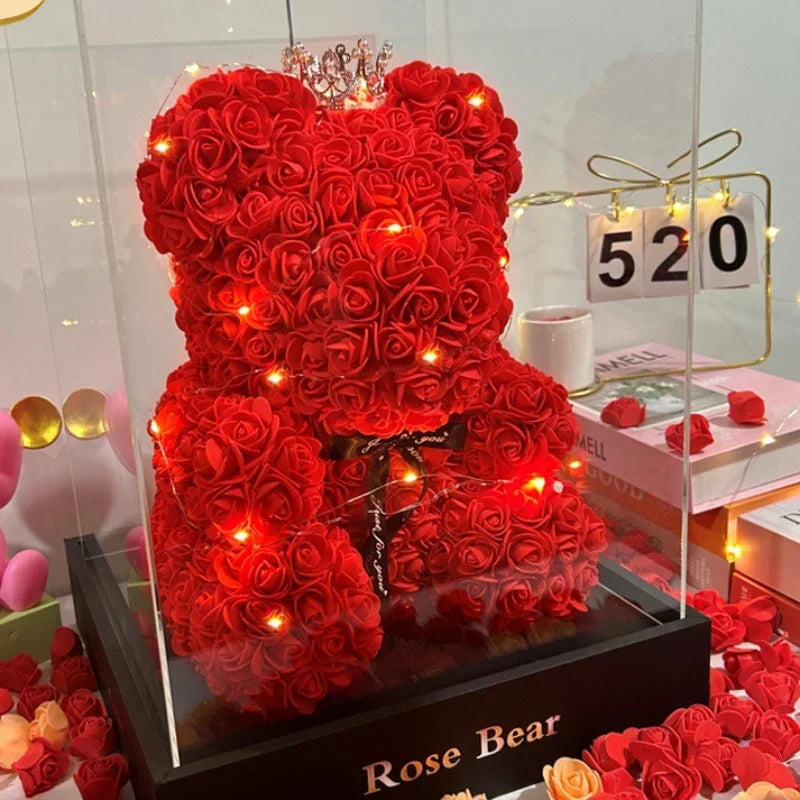 New Artificial Flower Eternal Rose Teddy Bear for Mom Mother's Day Birthday Valentine's Day